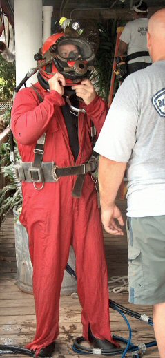 Diver Prepares to enter water