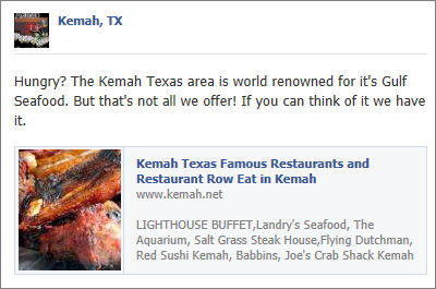 Hungry? The Kemah Texas area is world renowned
                  for it's Gulf Seafood. But that's not all we offer! If
                  you can think of it we have it.