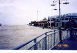 Kemah Boardwalk overlooking tide swollen Clear Creek West side of Kemah Boardwalk Marina (Click to Enlarge)